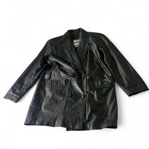 Vintage blazer Comint black leather double-breasted blazer coat size M